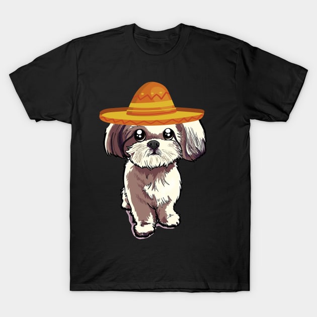Cute dog shih tzu mexico cinco de mayo T-Shirt by franzaled